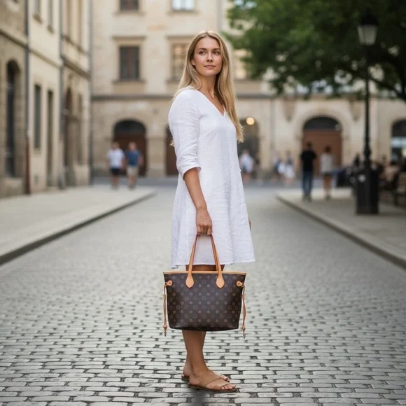 Brown Designer Monogram Shoulder Tote Bag - Picture 5 of 10